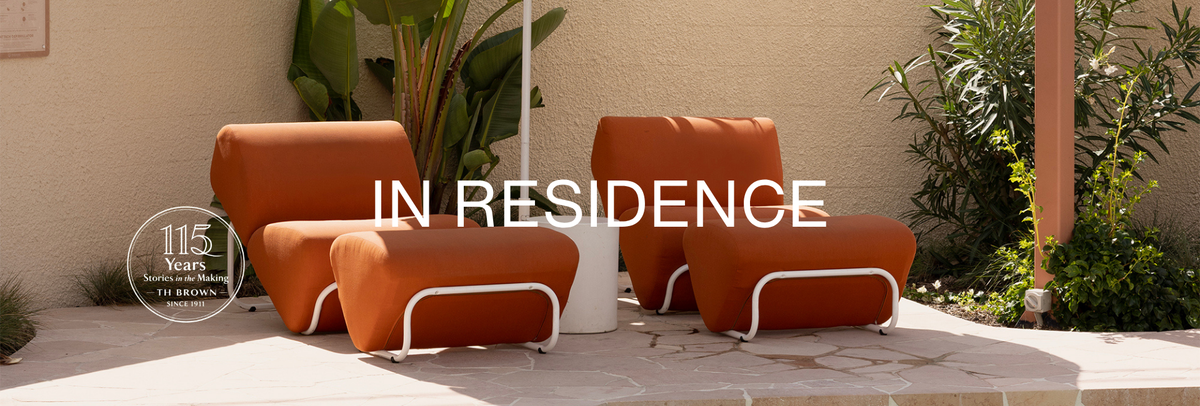 TH Brown Outdoor Trend Module Lounge and Footstool Set in Canvas by the pool at The Shores Miami, Gold Coast.