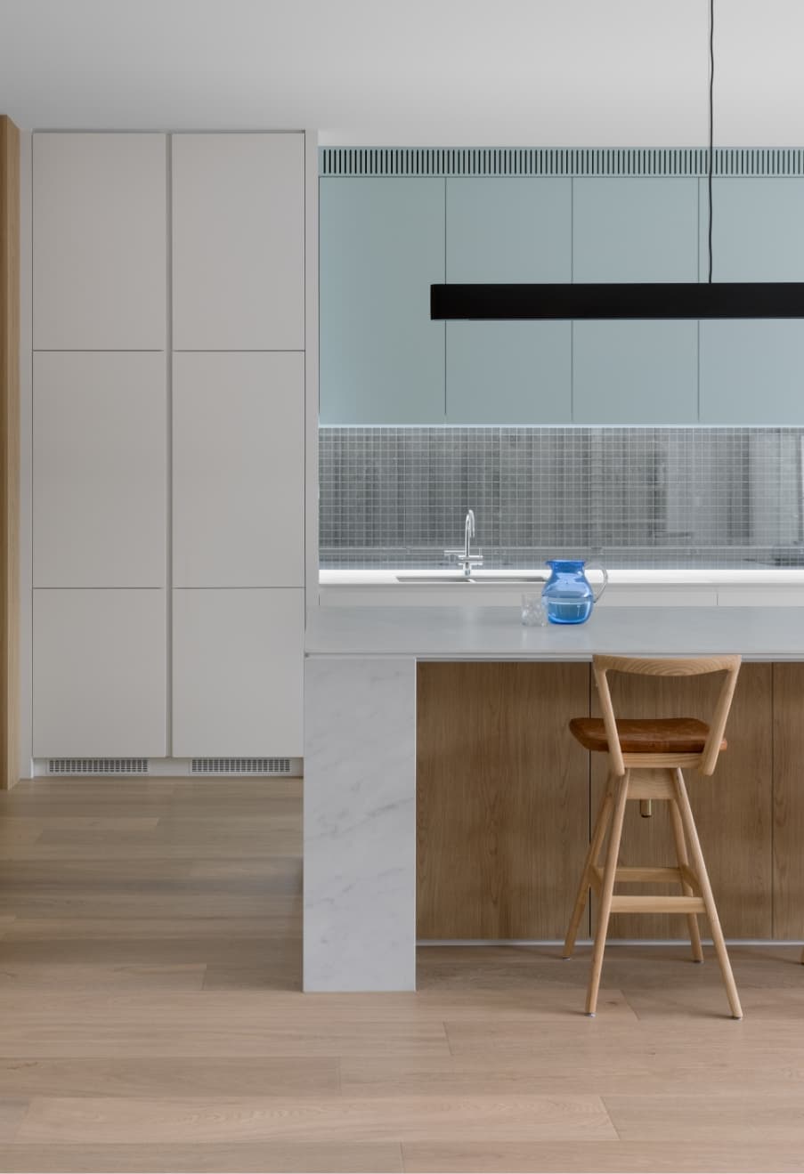 TH Brown Danish Bar Stool in stunning contemporay kitchen