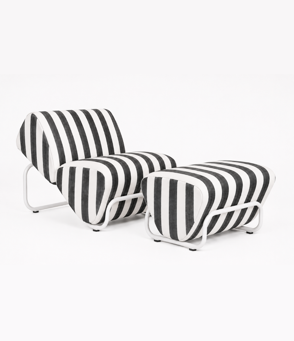 Outdoor Trend Module Lounge & Footstool Set - Sunbrella Cabana Classic