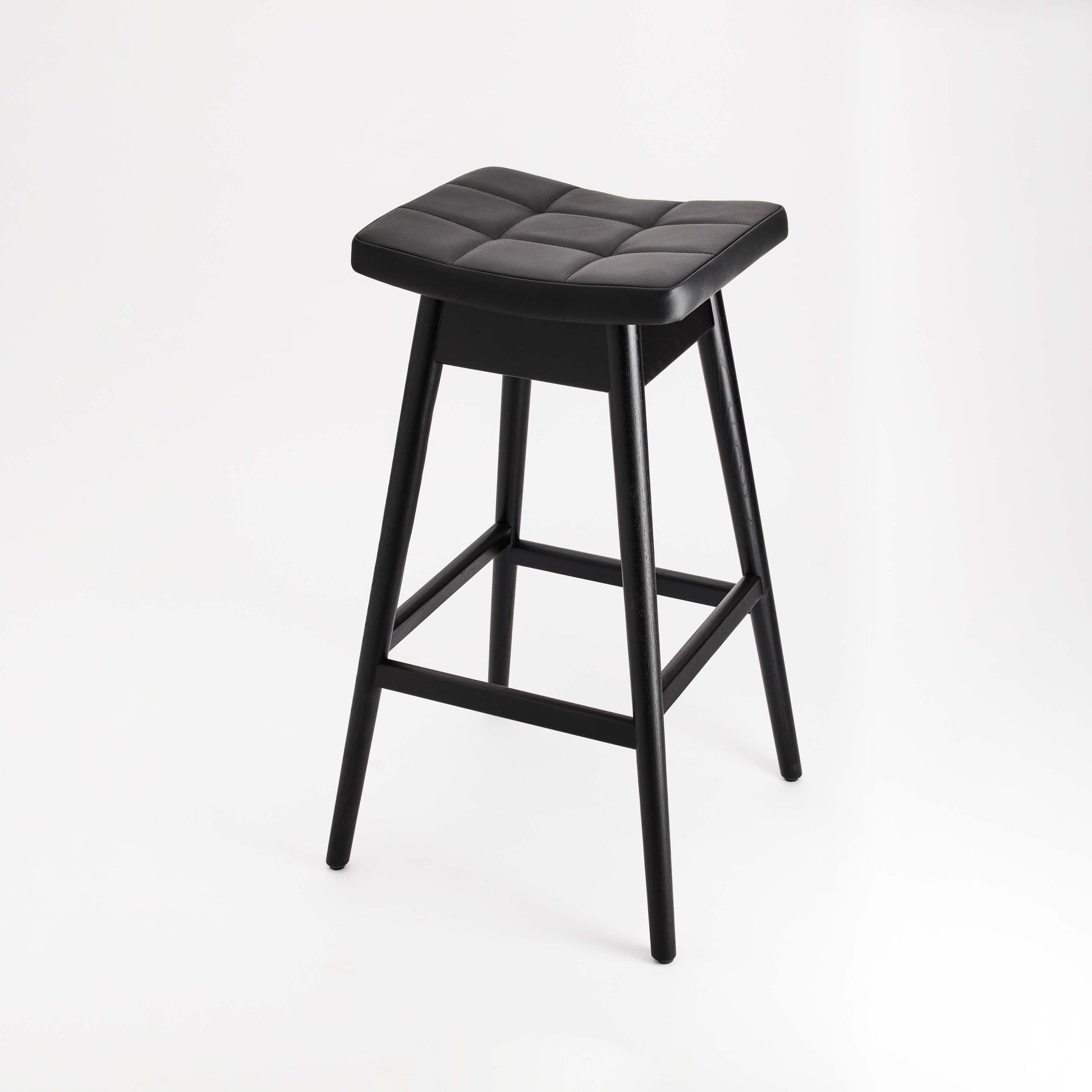 TH Brown Martelle Bar Stool in Black with Matt Black frame, creating a sleek monochrome statement for sophisticated modern Australian living.