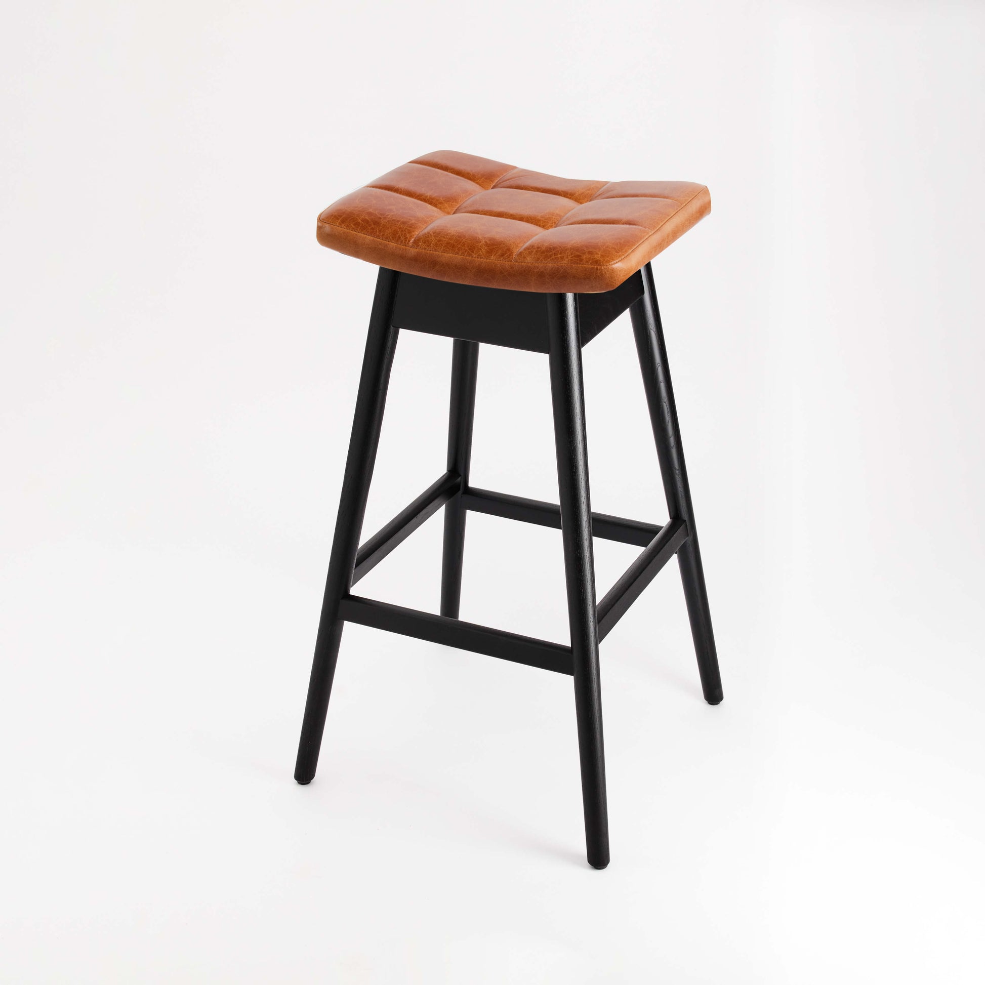 TH Brown Martelle Bar Stool in Oak Brown with Matt Black frame, blending warm natural tones and bold contrast for refined modern Australian living.