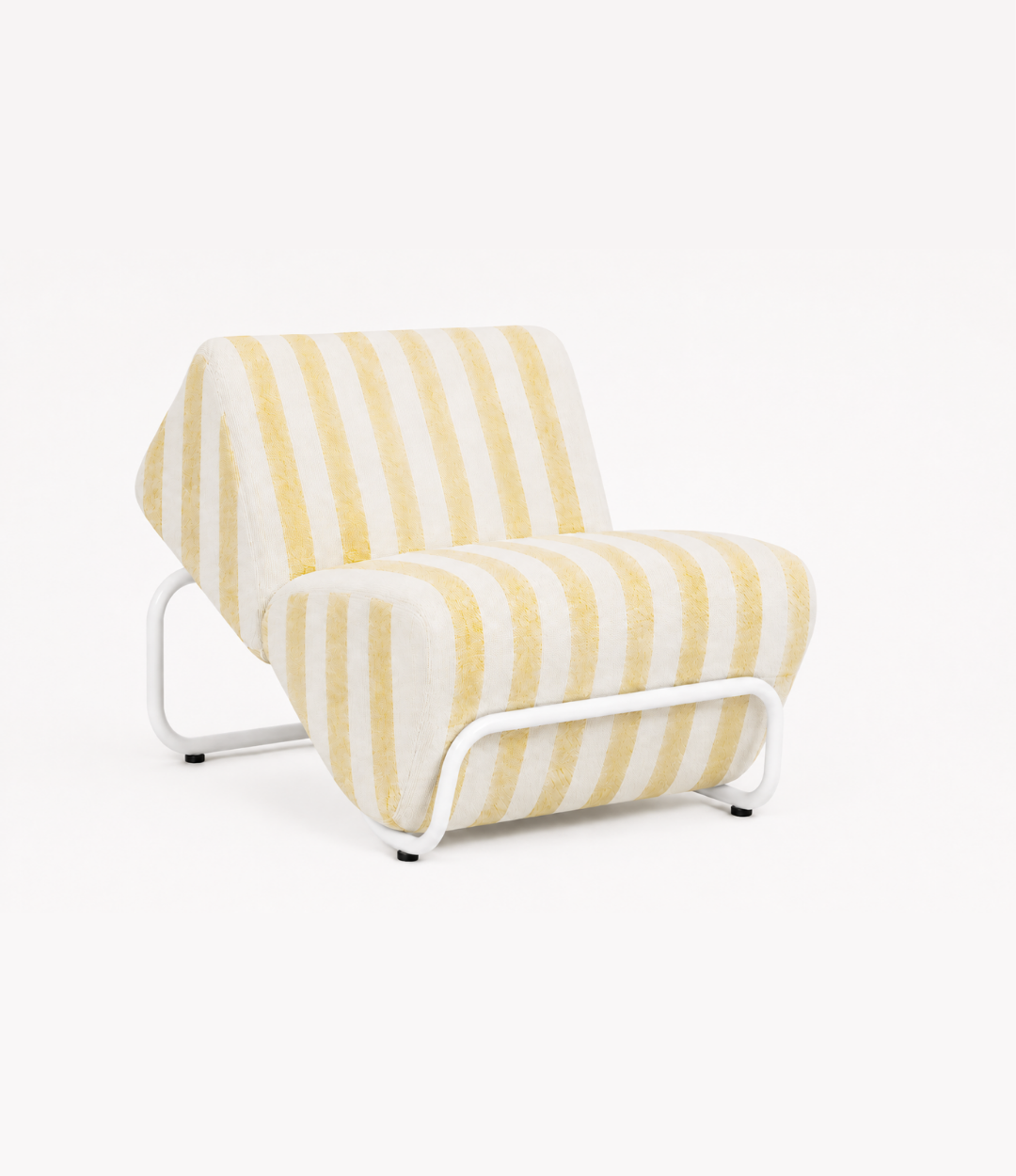 TH Brown Outdoor Trend Module Lounge in Warwick Serengeti Beach stripes with a sculptural white frame for modern Australian homes.