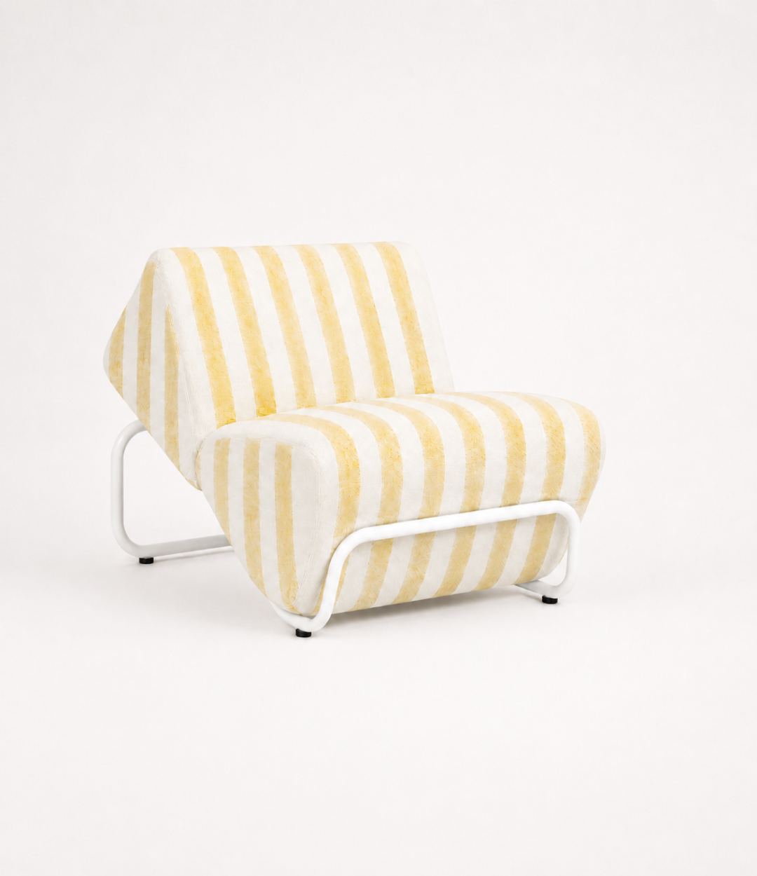 TH Brown Outdoor Trend Module Lounge in Warwick Serengeti Beach stripes with a sculptural white frame for modern Australian homes.