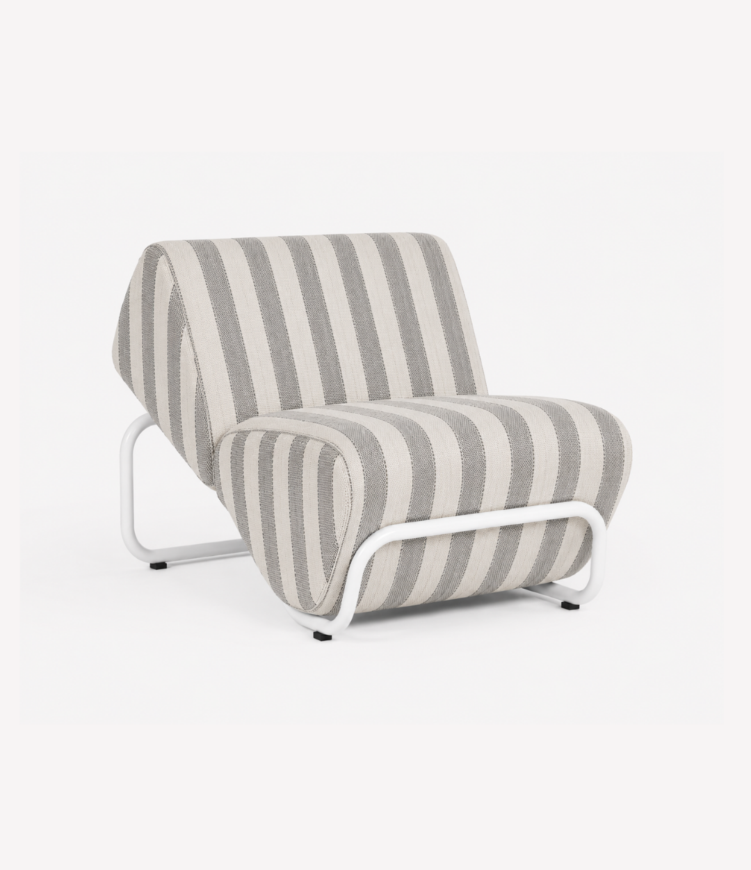 TH Brown Outdoor Trend Module Lounge in Warwick Serengeti Gull stripes with a sculptural white frame for modern Australian homes.
