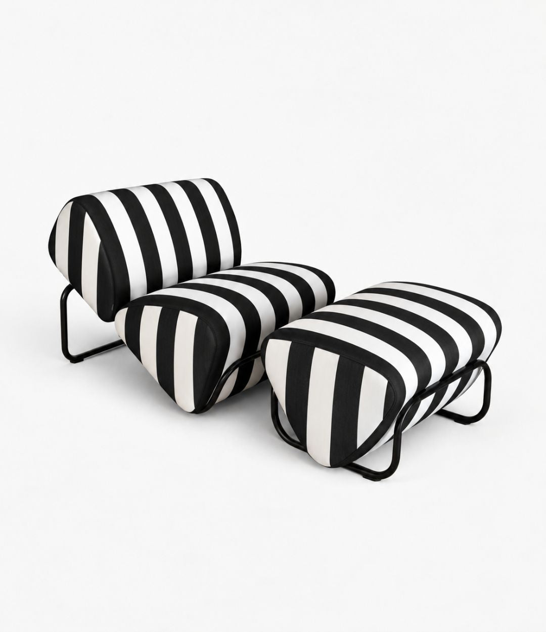 TH Brown Outdoor Trend Module Lounge and Footstool in Sunbrella Cabana Classic, a statement outdoor piece for relaxed lounging and modern Australian living.