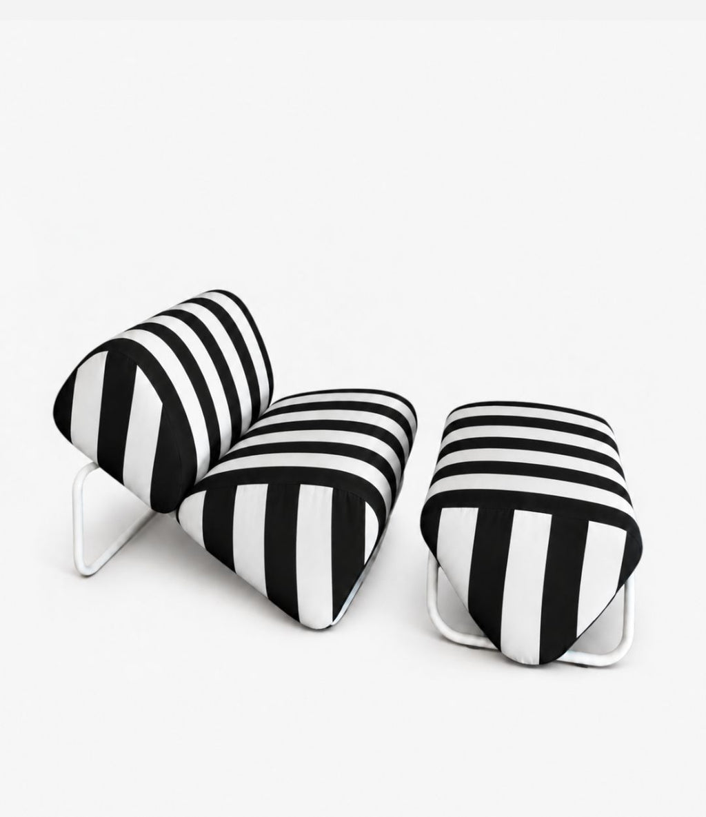 TH Brown Outdoor Trend Module Lounge and Footstool in Sunbrella Cabana Classic, a statement outdoor piece for relaxed lounging and modern Australian living.