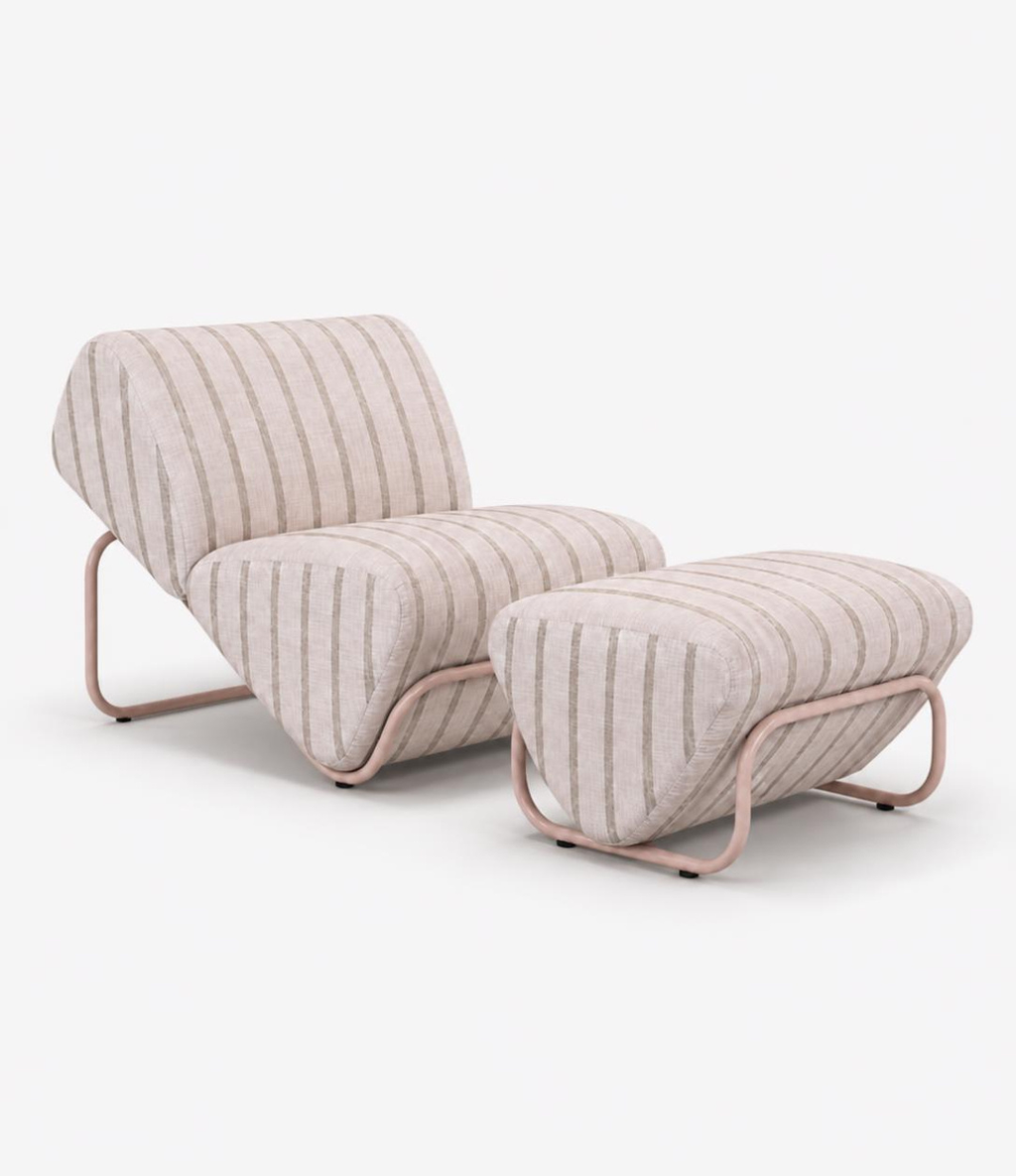 TH Brown Outdoor Trend Module Lounge and Footstool in Unwind Cameo, a sculptural statement piece designed for relaxed lounging and contemporary Australian outdoor living.