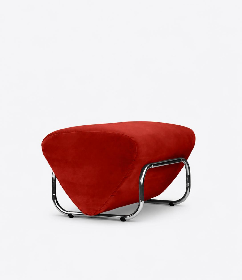 TH Brown Trend Footstool in Theodora Paprika, bringing warm spicy tones, tactile texture and sculptural form to modern Australian living.