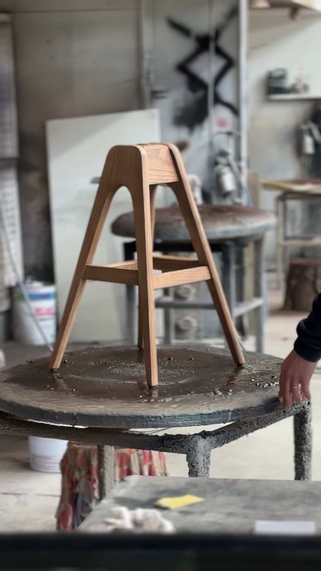 TH Brown Factory staining Danish Bar Stool