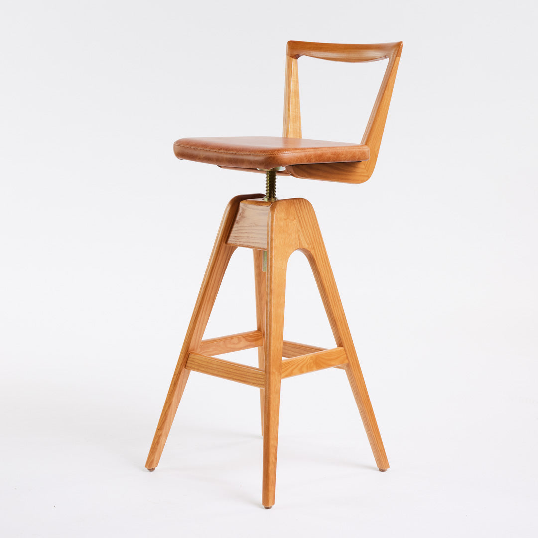 Danish Bar Stool - Ash - Teak Finish