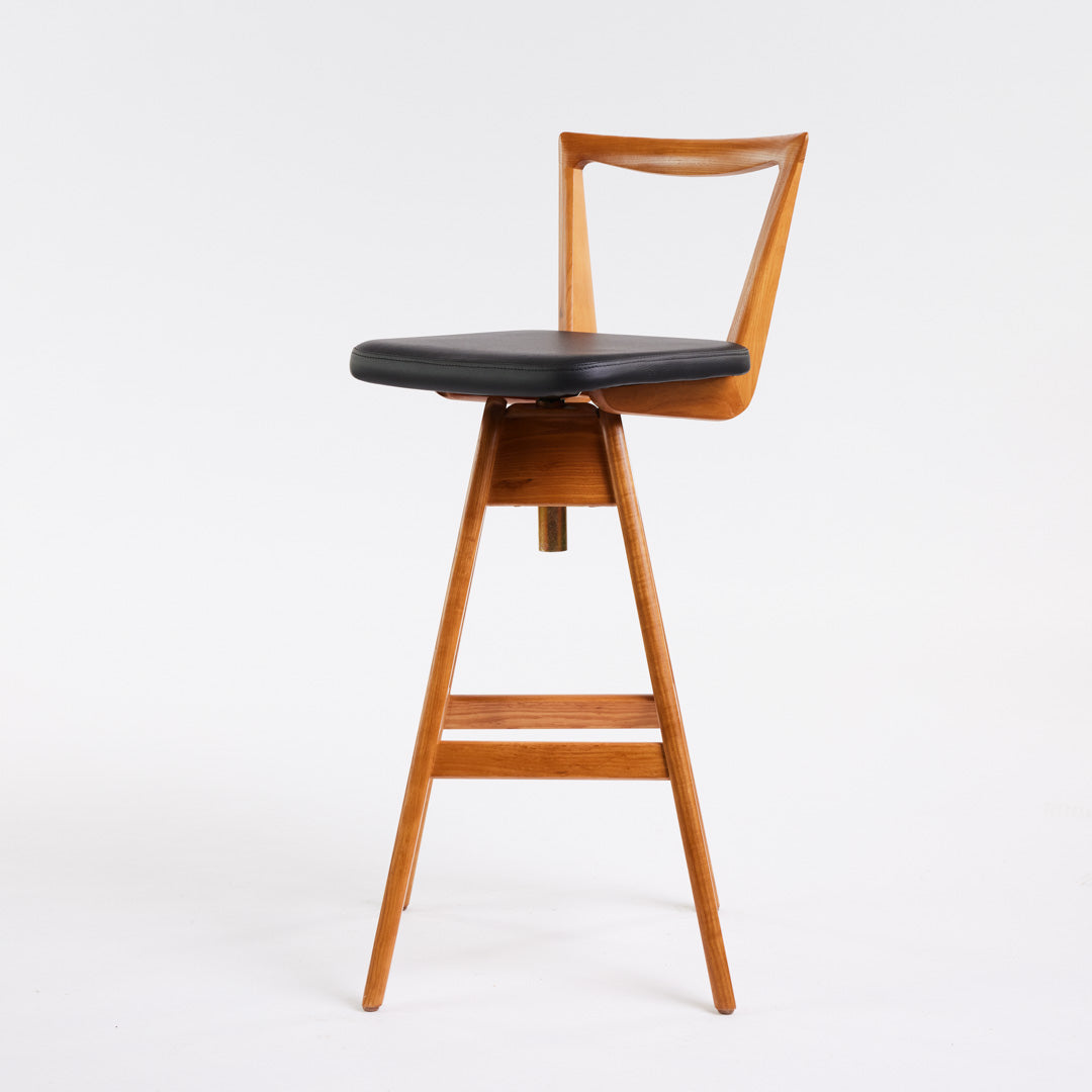 TH Brown Danish Bar Stool in Light Ash with Calypso Orange upholstery, handcrafted Australian furniture made in Adelaide