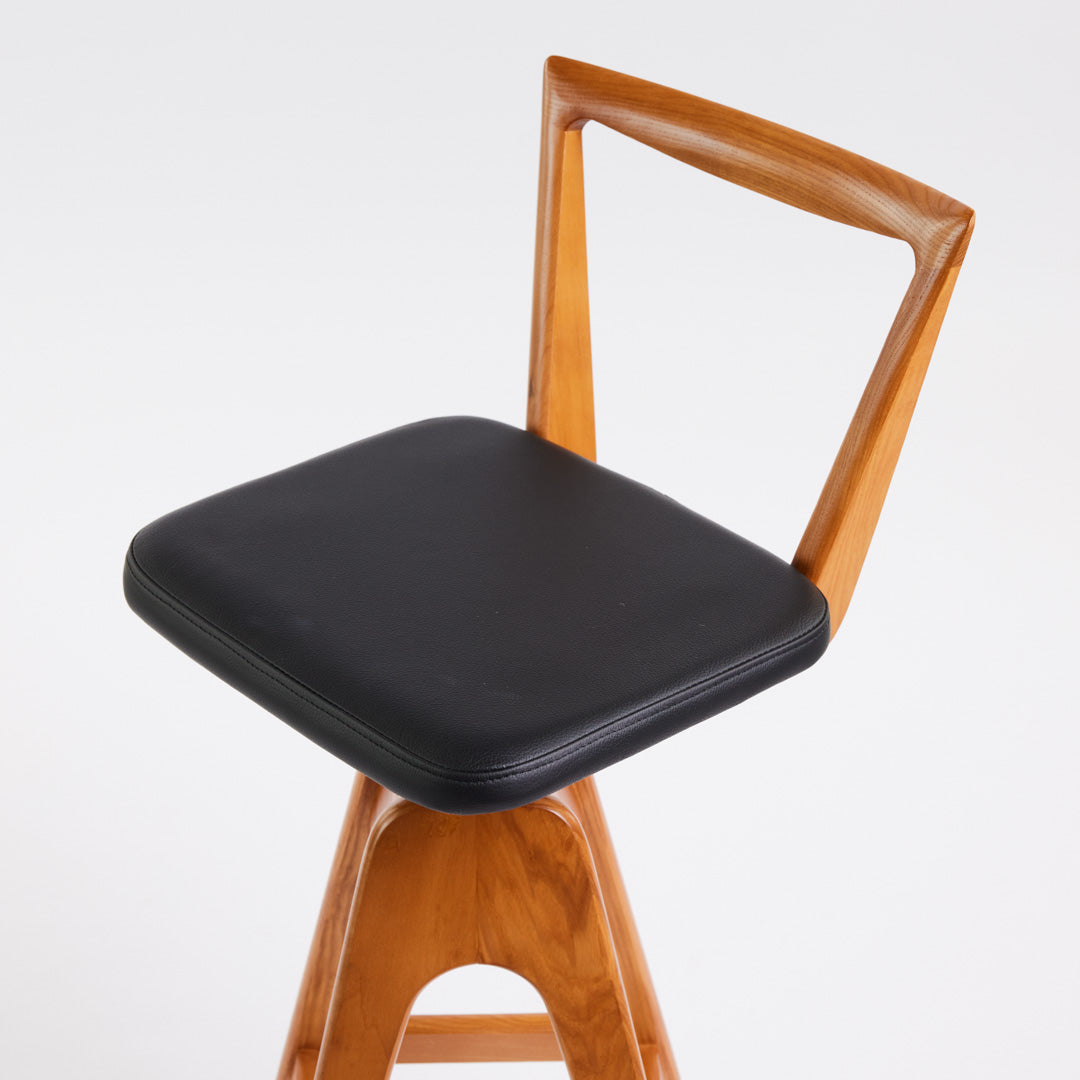 TH Brown Danish Bar Stool in Light Ash with Black upholstery, handcrafted Australian furniture made in Adelaide