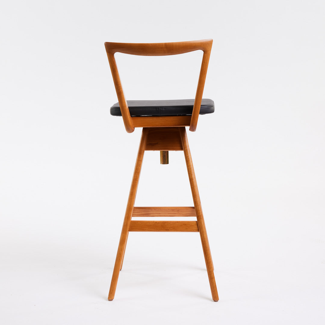 TH Brown Danish Bar Stool in Light Ash with Black upholstery, handcrafted Australian furniture made in Adelaide