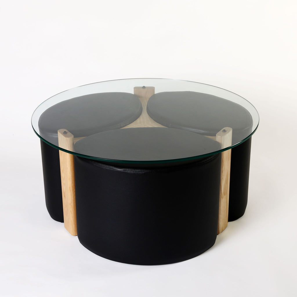 TH Brown Rondo Coffee Table in Clear Ash and Black, blending natural timber warmth with bold contrast for refined modern Australian living.