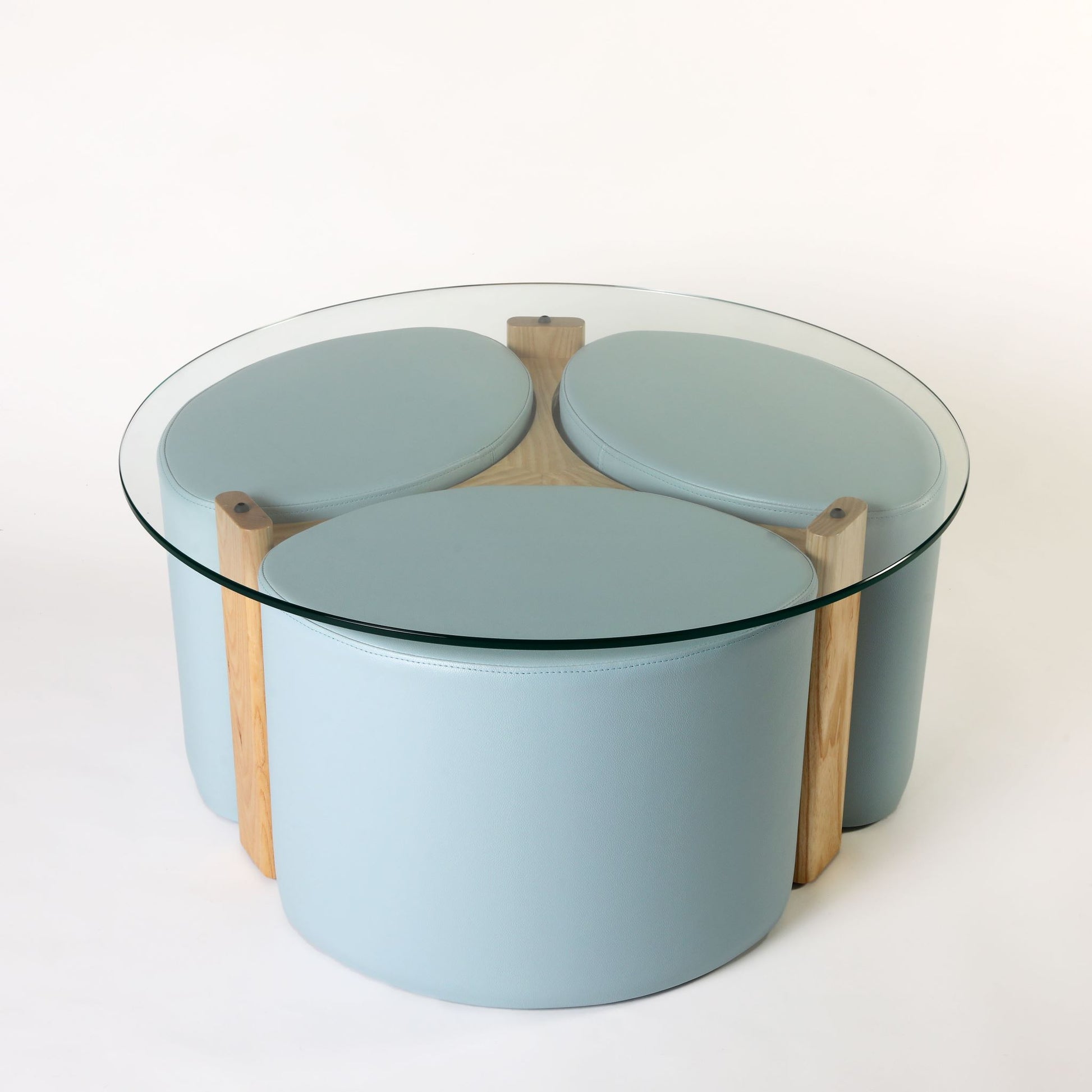 TH Brown Rondo Coffee Table in Clear Ash and Glacier, blending natural timber warmth with soft cool tones for refined modern Australian living.