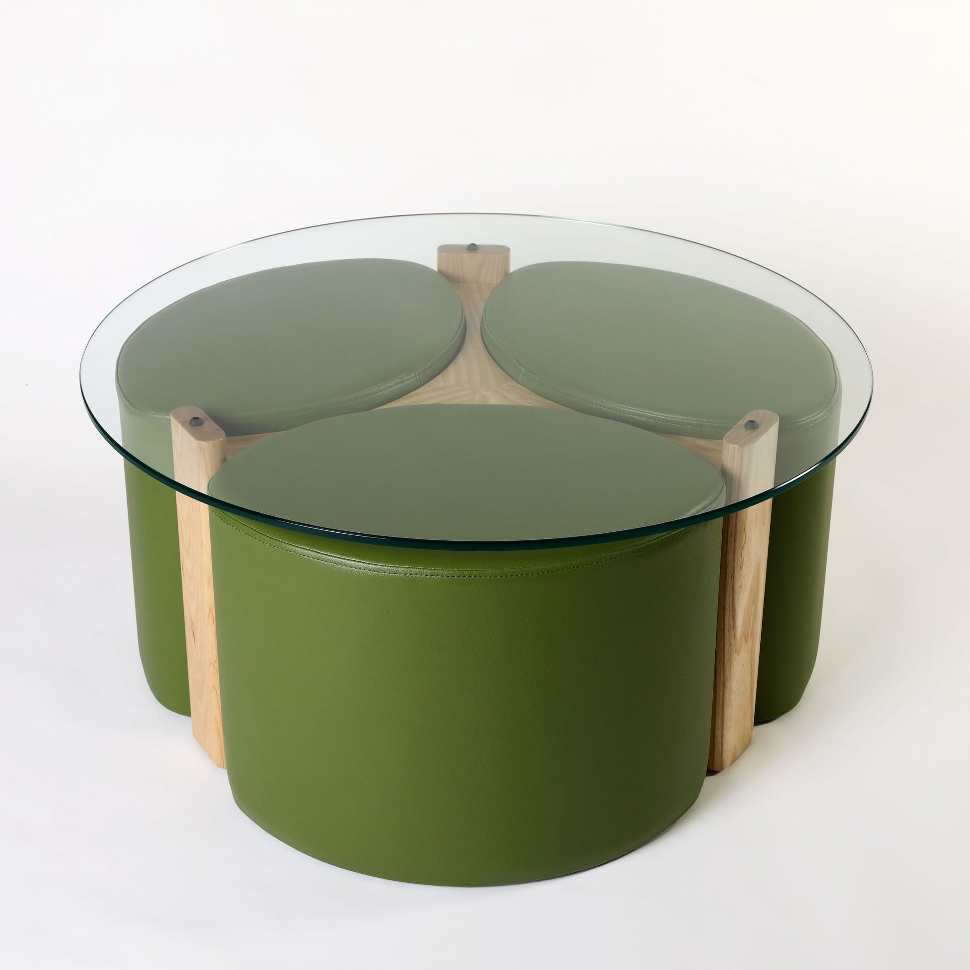 TH Brown Rondo Coffee Table in Clear Ash and Sprout, blending natural timber warmth with fresh green tones for playful modern Australian living.