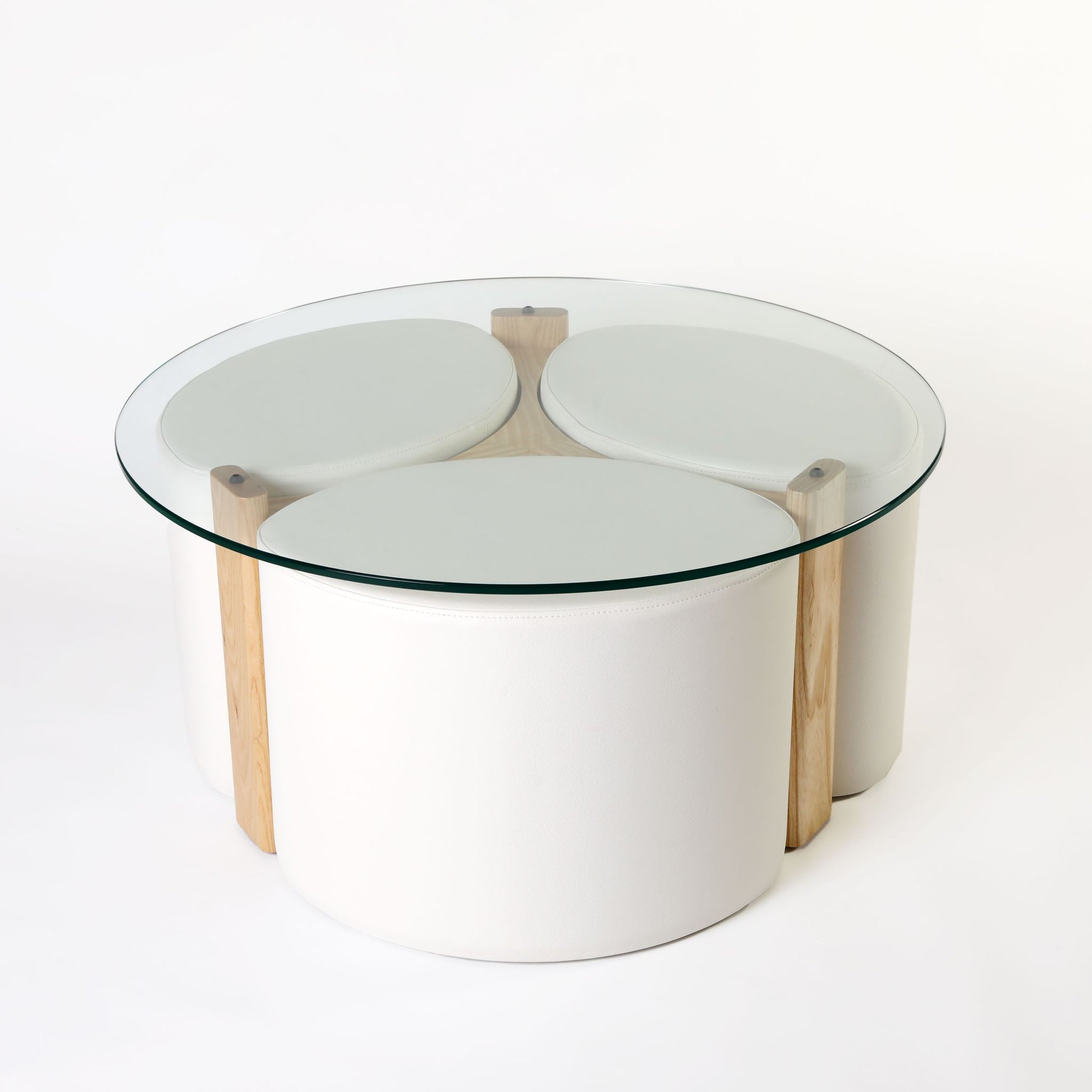 TH Brown Rondo Coffee Table in Clear Ash and White, blending natural timber warmth with crisp white tones for fresh modern Australian living.