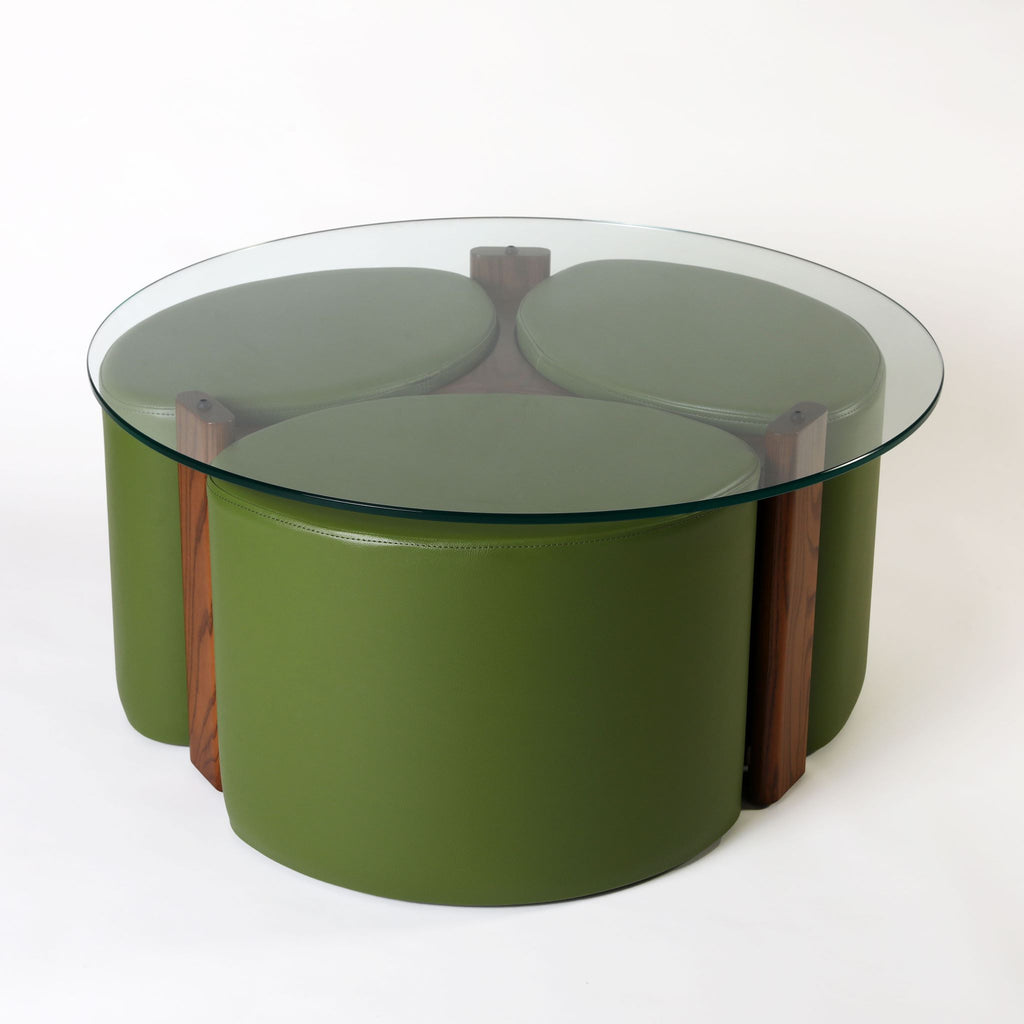 TH Brown Rondo Coffee Table in Dark Ash and Sprout, blending natural timber warmth with fresh green tones for playful modern Australian living.